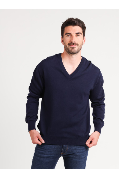 Pull col V laine mérinos · Camille